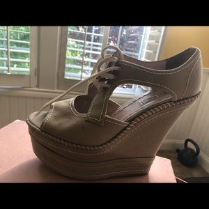 Miu Miu Tan Wedge Shoes